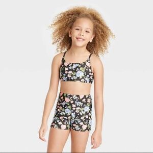 Floral Print Black Two-Piece Set Art & Class